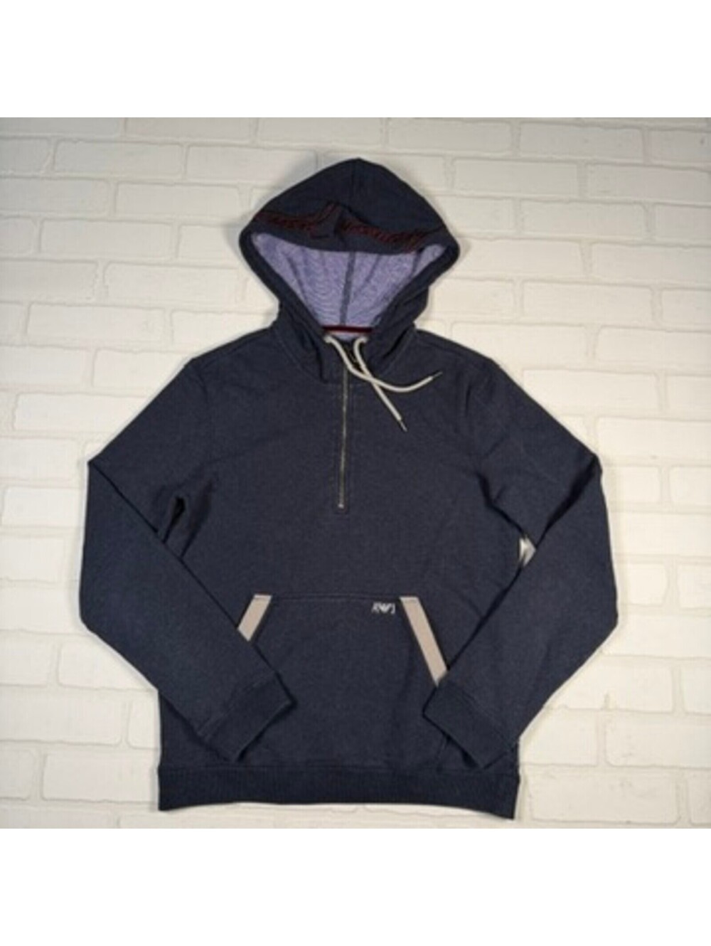 Y2K Armani Jeans Pullover 1/2 Zip Hoodie Mens Size Small Charcoal Gray